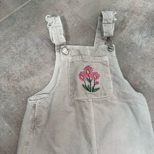 Zara Cream Kids Overalls with Floral Embroidery